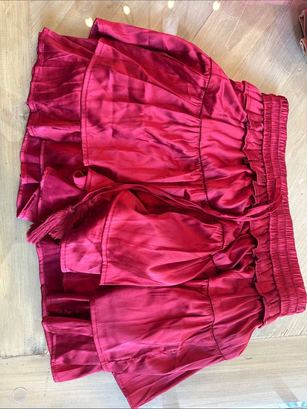 TCEC Ruffled Mini Skirt in Deep garnet